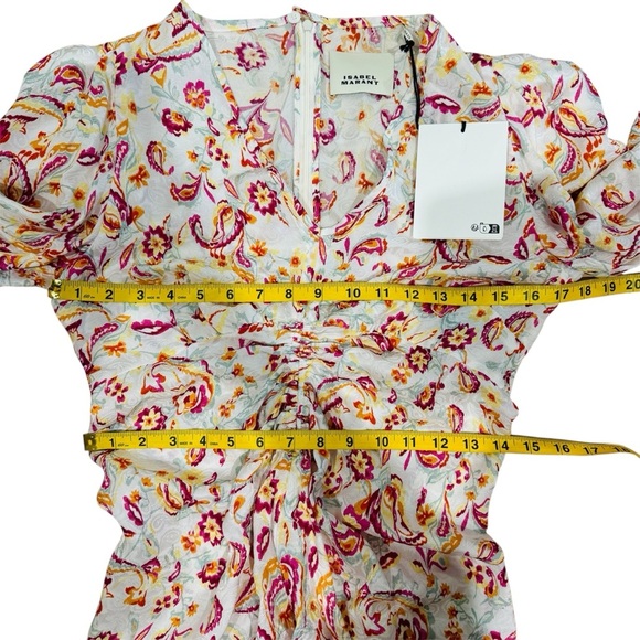 ISABEL MARANT Ruched printed satin-jacquard midi dress NEW - Picture 7 of 9